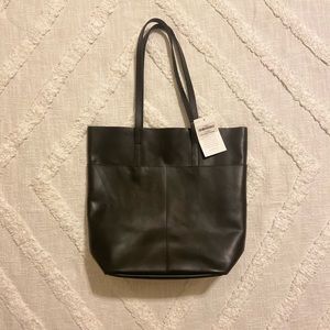 NWT ABLE BLACK LEATHER MAGAZINE TOTE